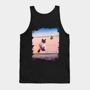 Siamese Cat Playing Beach Volleyball Tank Top